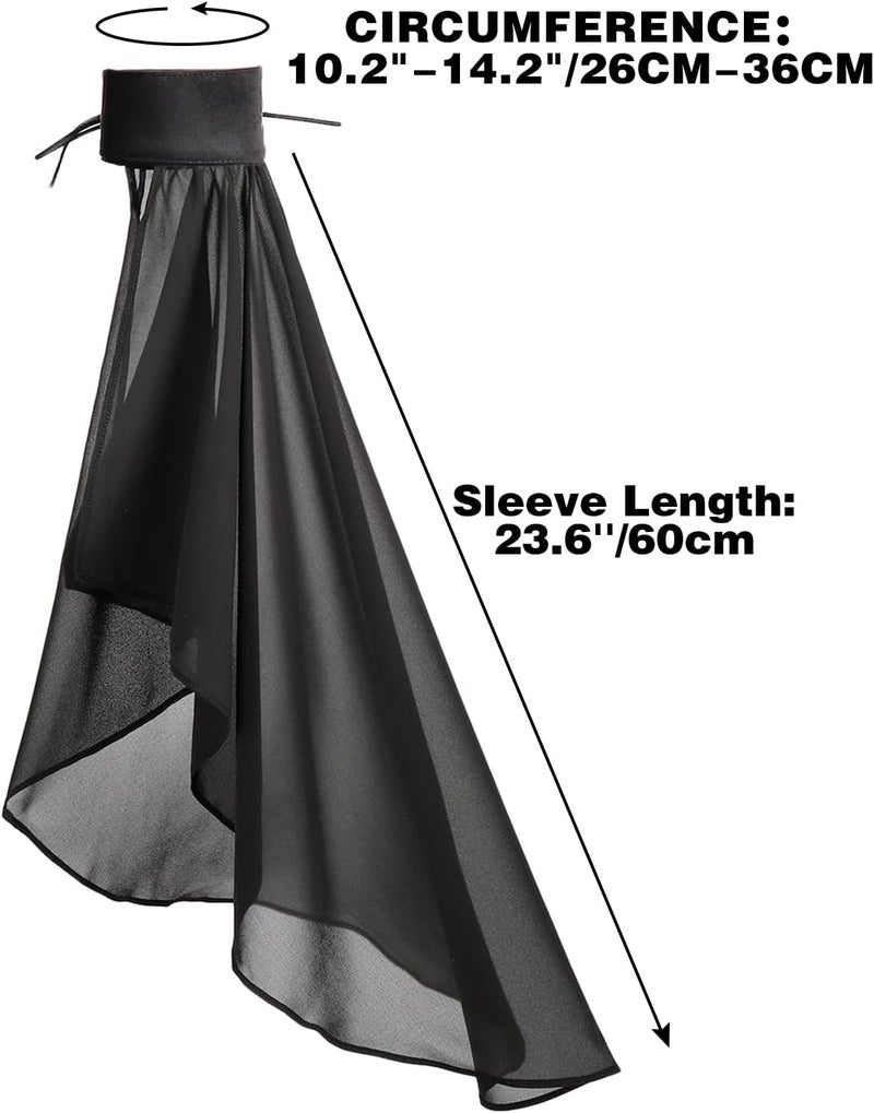 Procos Women's Victorian Long Tulle Gloves Gothic Black Lace Chiffon Detachable Sleeves Vampire Witch Cosplay Costume - Image 4